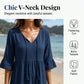 👗Robe midi à volants pour femme, col en V et nœud à pompons