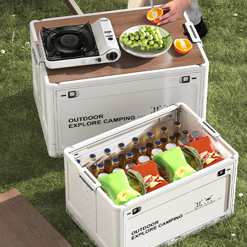 ☀️ PROMOTION D'ÉTÉ : 50 % DE RÉDUCTION 🏕️ Coffre de rangement de camping pliable 2-en-1 avec plateau de table | Triple ouverture, très spacieux, facile d'accès