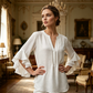 👚 50% DE RÉDUCTION 💃 Haut décontracté à col en V avec volants pour femme – Tissu léger, coupe fluide & romantique – parfait pour un look chic ou décontracté au quotidien 🌸