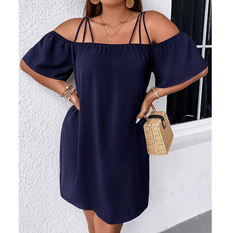 Robe courte élégante unie pour femme