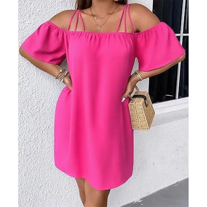 Robe courte élégante unie pour femme