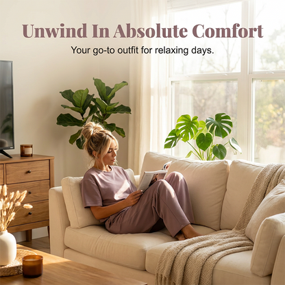 🌿💘 PROMO FLASH 50% ! Ensemble Décontracté Femme 2 Pièces – Tissu Premium Doux, Pantalon Large Confy, Silhouette Fluide, Parfait pour la Maison & le Quotidien 🏡