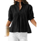 Blouse à col volanté et manches bouffantes pour femme