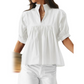 Blouse à col volanté et manches bouffantes pour femme