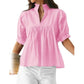 Blouse à col volanté et manches bouffantes pour femme