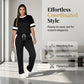 Ensemble femme confortable – haut et pantalon à taille élastique avec cordon