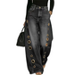 🌸 -50% SUR UNE SÉLECTION ! Jean Femme Œillets Jambes Larges – Doux, Aéré & Tendance avec Ceinture 🔘✨ 【Offre Limitée】