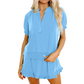 🌸 50 % DE RÉDUCTION POUR UNE DURÉE LIMITÉE ! ✨ Ensemble 2 pièces en maille côtelée pour femme – Haut zippé, jupe à volants, style décontracté 🧶