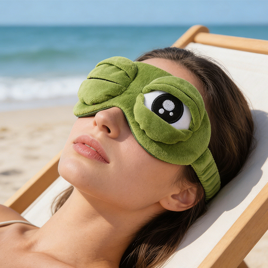 💙Masque de sommeil 3D « Grenouille rigolote » en tissu doux