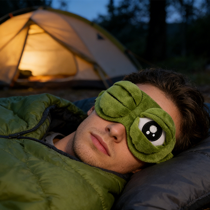 💙Masque de sommeil 3D « Grenouille rigolote » en tissu doux