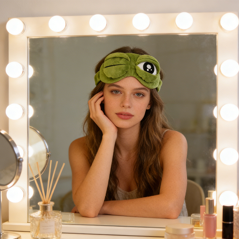 💙Masque de sommeil 3D « Grenouille rigolote » en tissu doux