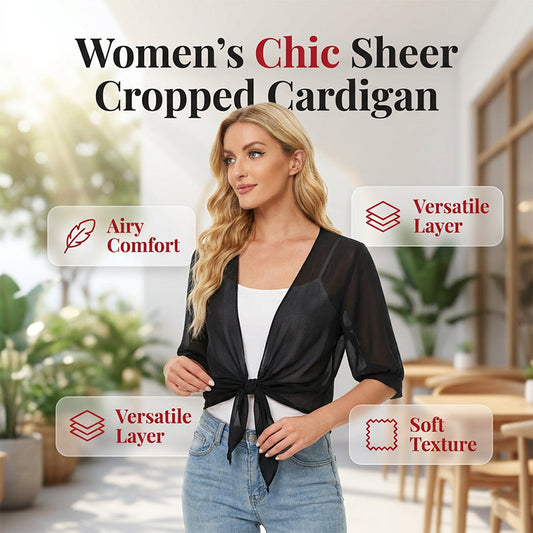 📢50 % DE RÉDUCTION⏰Top/Blouse Femme en Chiffon Transparent à Nœud Devant – Coupe Courte, Décolleté en V, Style Romantique & Élégant, Parfait pour Superposition🍷
