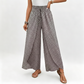 Pantalon large à taille smockée et fente pour femme