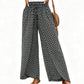 Pantalon large à taille smockée et fente pour femme