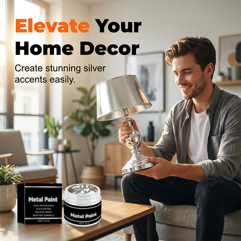 🔥 50 % DE RÉDUCTION !! 📢 Peinture métallisée argentée à séchage rapide | Résistante à la décoloration, à l'écaillage et aux fissures ✨