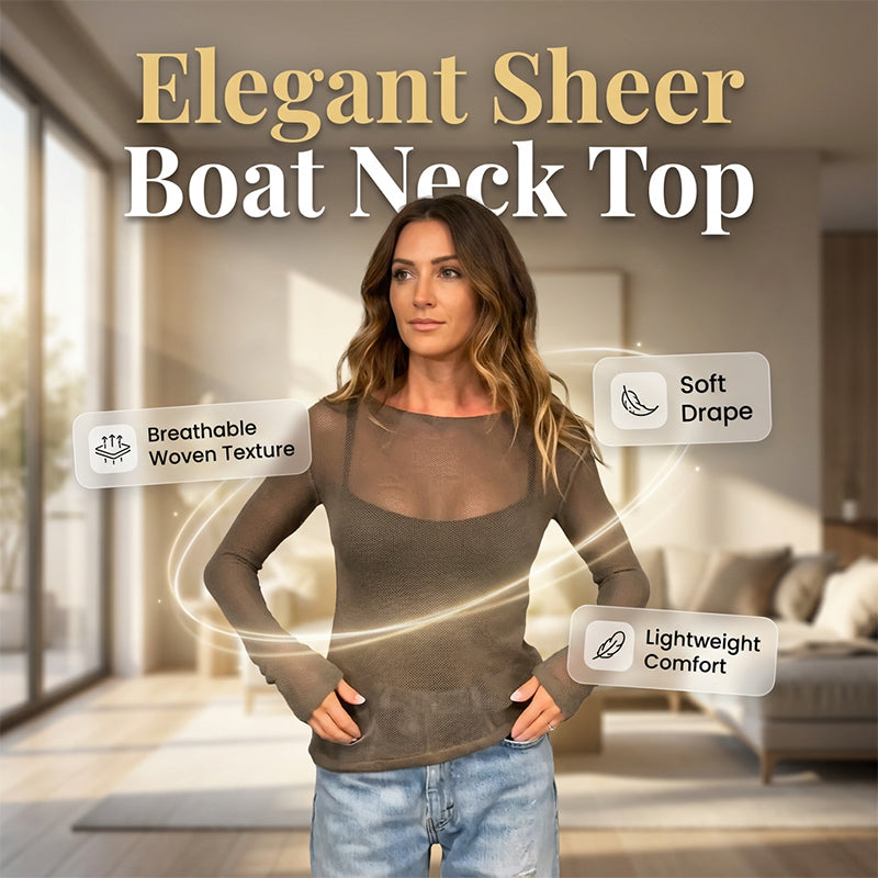 🥇 Nouveauté – 49 % DE RÉDUCTION ! 🌊 Top féminin transparent à manches longues et encolure bateau