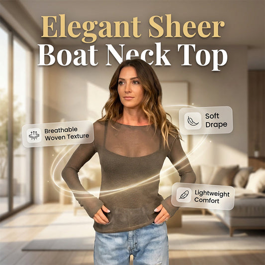🥇 Nouveauté – 49 % DE RÉDUCTION ! 🌊 Top féminin transparent à manches longues et encolure bateau