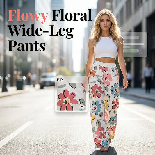 👖 50% DE RÉDUCTION ❤️ Pantalon palazzo à jambes larges et imprimé floral pour femme – Tissu léger, taille élastique & coupe fluide – parfait pour l’été, la plage ou un look bohème chic 🌸