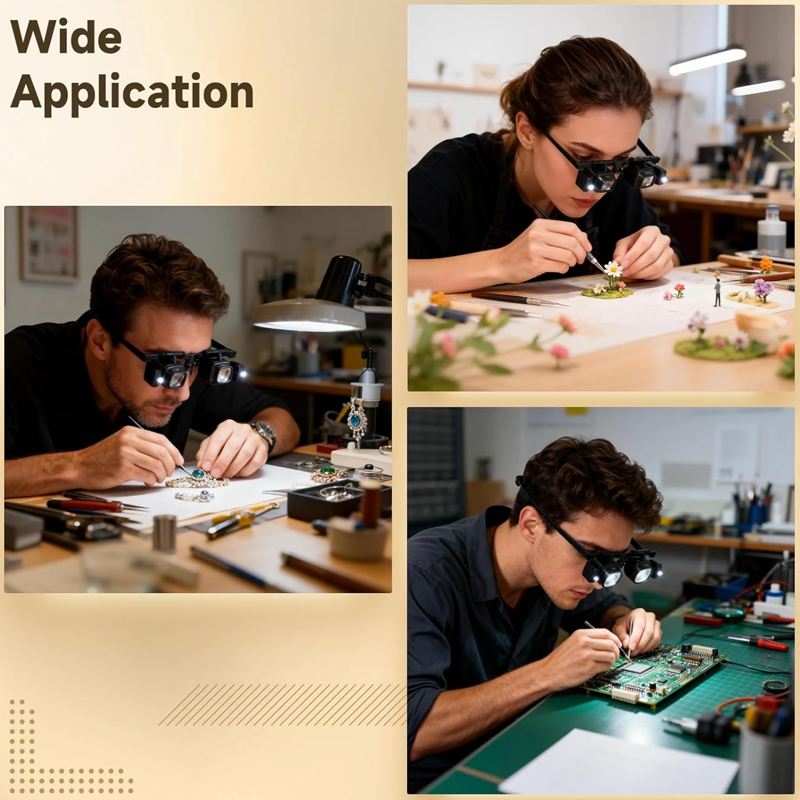 🔍💡 Loupe de précision LED mains libres – Lentilles optiques, grossissement multiple, éclairage sans ombre, l’outil indispensable pour la soudure électronique, le modélisme et la lecture des petits caractères 🔬📚