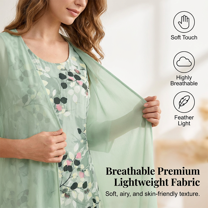 🏆Dernier jour avec 50 % de réduction🔥Élégant ensemble 2 pièces composé d'une robe en mousseline et d'un cardigan pour femme