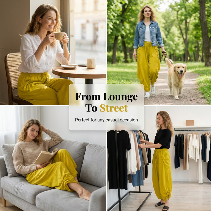 👖💨 PROMO FLASH 50% ! Pantalon Lanterne Femme – Coupe Large, Taille Élastique à Cordon, Jambes Amples, Léger & Confortable, Idéal Été & Quotidien ✨