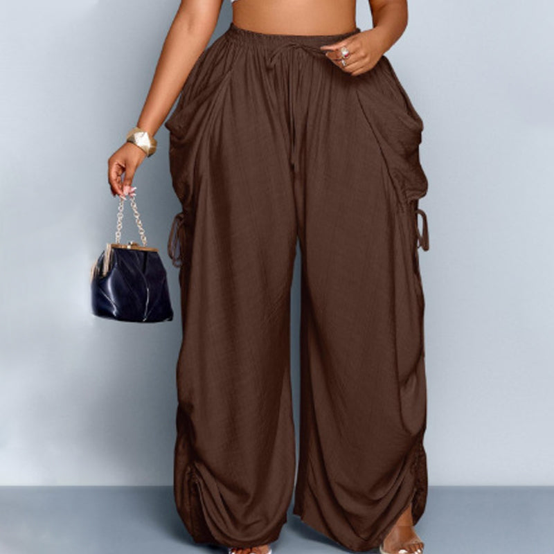 👖💨 PROMO FLASH 50% ! Pantalon Lanterne Femme – Coupe Large, Taille Élastique à Cordon, Jambes Amples, Léger & Confortable, Idéal Été & Quotidien ✨