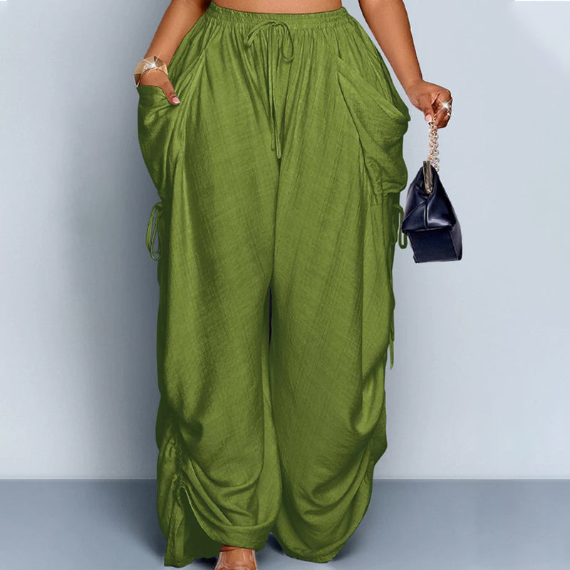👖💨 PROMO FLASH 50% ! Pantalon Lanterne Femme – Coupe Large, Taille Élastique à Cordon, Jambes Amples, Léger & Confortable, Idéal Été & Quotidien ✨