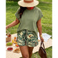 Ensemble Deux Pièces Grande Taille pour Femme - Top Chauve-Souris & Short Imprimé