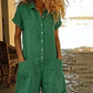 Combishort femme à manches courtes avec boutons, coupe confortable et style décontracté