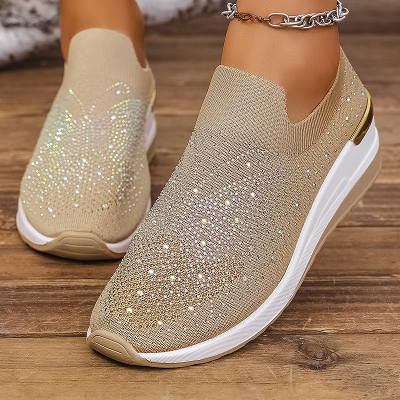 👟✨ Baskets femme à enfiler avec papillon en strass