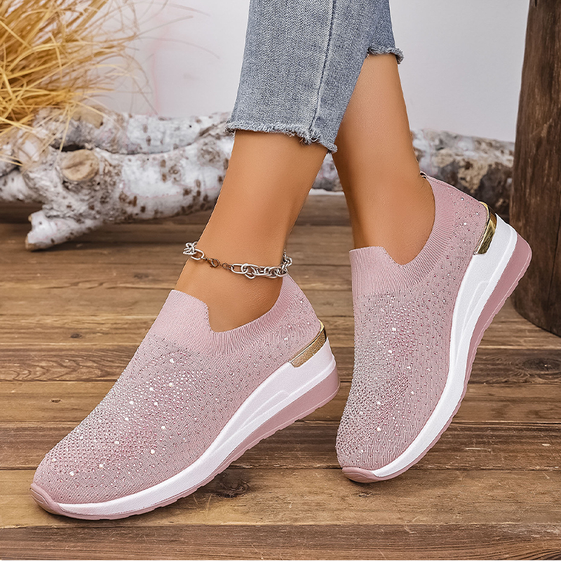 👟✨ Baskets femme à enfiler avec papillon en strass