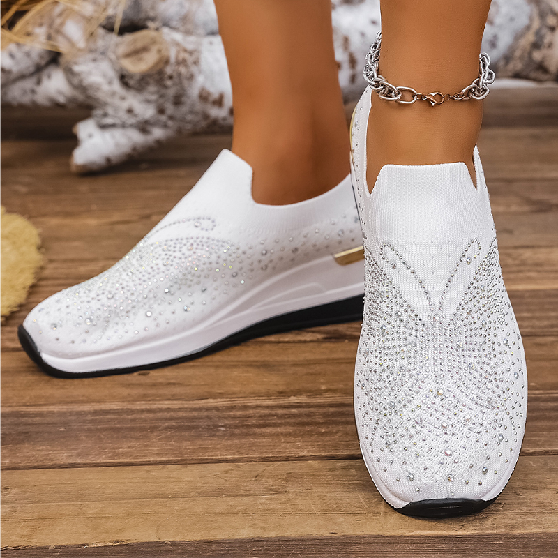 👟✨ Baskets femme à enfiler avec papillon en strass