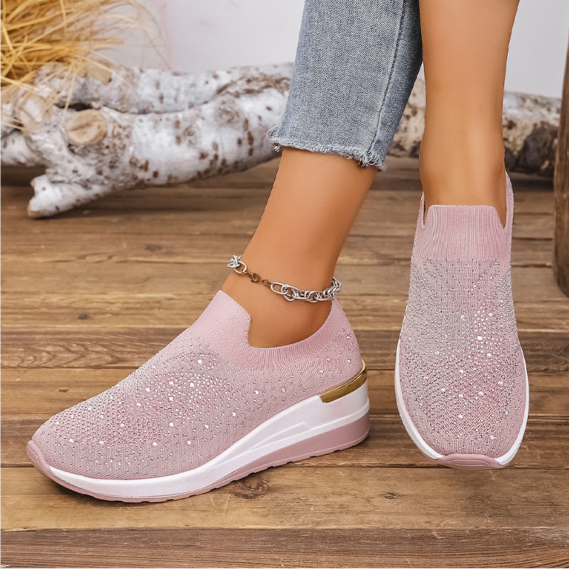 👟✨ Baskets femme à enfiler avec papillon en strass
