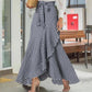 Jupe longue asymétrique à volants et taille haute pour femme