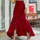 Jupe longue asymétrique à volants et taille haute pour femme