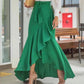 Jupe longue asymétrique à volants et taille haute pour femme