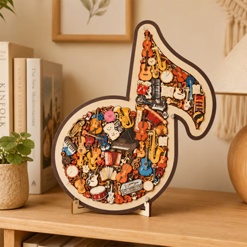 🎶 50% DE RÉDUCTION !! 🧩 Puzzle en Bois en Forme de Note de Musique