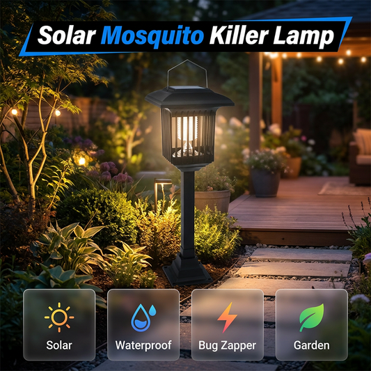 🦟☀️ PROMO FLASH 50% ! Appareil Anti-Moustiques Solaire Extérieur – Double Éclairage (Violet/Blanc), Autonomie, 4 Options, Parfait pour Jardin, Terrasse & Camping ✨