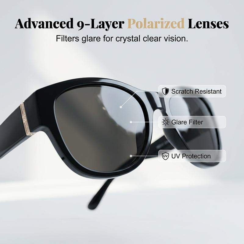 🏖️🔥 PROMO -50% ! Lunettes Soleil Polarisées Sur-Lunettes Femme – 9 Couches Anti-Reflets Eau Route Neige UV400, Grande Monture Glamour Hollywood, Matériaux Haute Qualité Charnières Renforcées · 4 Styles ✨