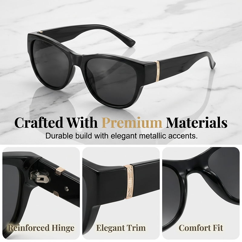 🏖️🔥 PROMO -50% ! Lunettes Soleil Polarisées Sur-Lunettes Femme – 9 Couches Anti-Reflets Eau Route Neige UV400, Grande Monture Glamour Hollywood, Matériaux Haute Qualité Charnières Renforcées · 4 Styles ✨