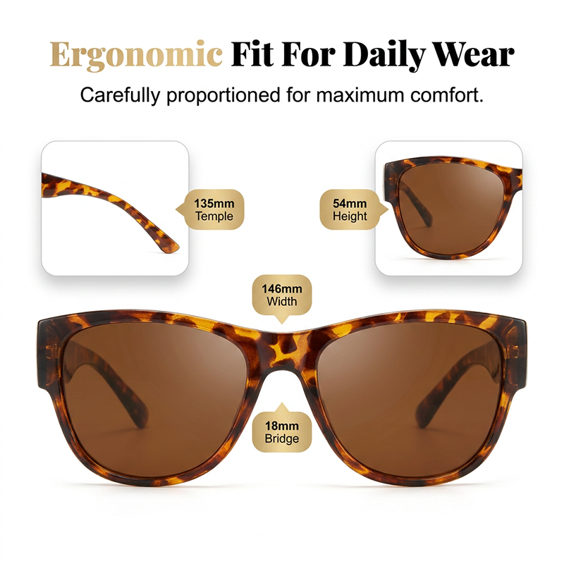 🏖️🔥 PROMO -50% ! Lunettes Soleil Polarisées Sur-Lunettes Femme – 9 Couches Anti-Reflets Eau Route Neige UV400, Grande Monture Glamour Hollywood, Matériaux Haute Qualité Charnières Renforcées · 4 Styles ✨