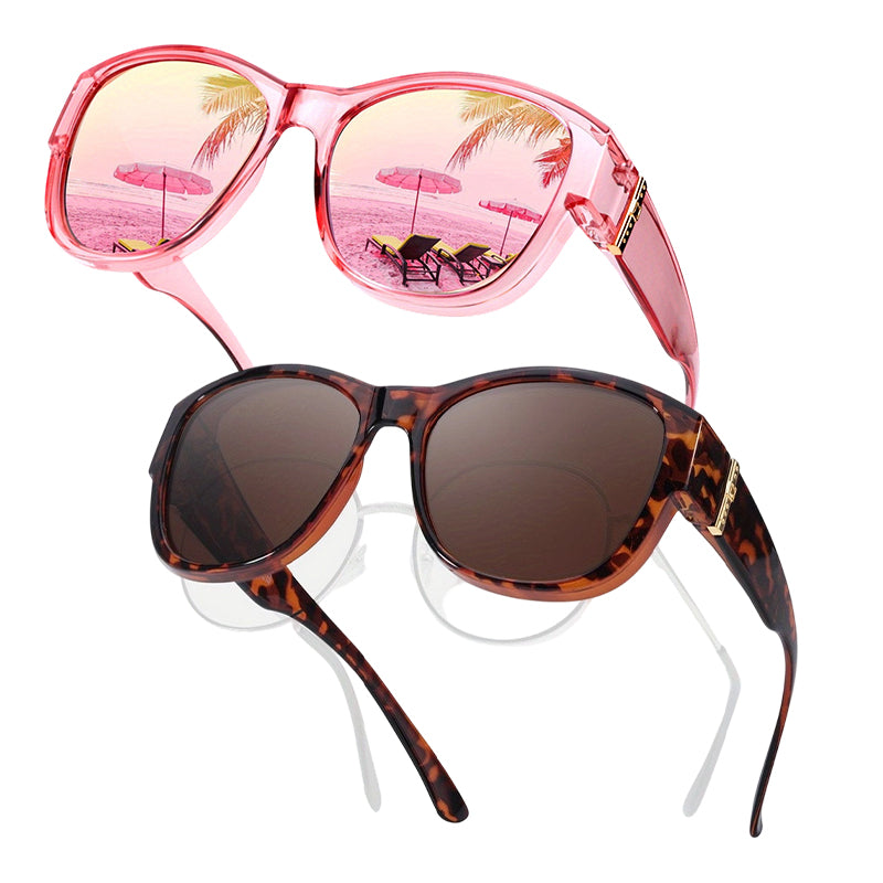 🏖️🔥 PROMO -50% ! Lunettes Soleil Polarisées Sur-Lunettes Femme – 9 Couches Anti-Reflets Eau Route Neige UV400, Grande Monture Glamour Hollywood, Matériaux Haute Qualité Charnières Renforcées · 4 Styles ✨
