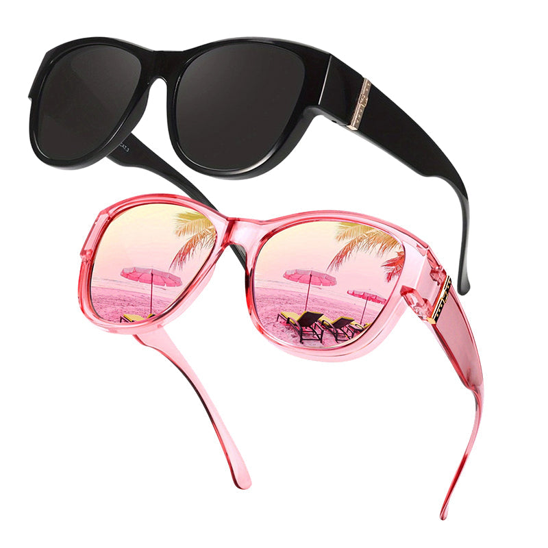 🏖️🔥 PROMO -50% ! Lunettes Soleil Polarisées Sur-Lunettes Femme – 9 Couches Anti-Reflets Eau Route Neige UV400, Grande Monture Glamour Hollywood, Matériaux Haute Qualité Charnières Renforcées · 4 Styles ✨
