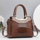 Sac à main vintage pour femme, brillant, effet croco