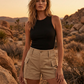 💥50 % de réduction🔥Short cargo taille haute pour femme avec poches — Livraison gratuite à partir de deux articles