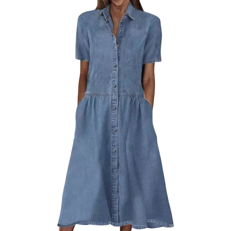 🔥 Jusqu'à -50% sur toute la collection ! Robe chemise en jean élégante et décontractée pour femme