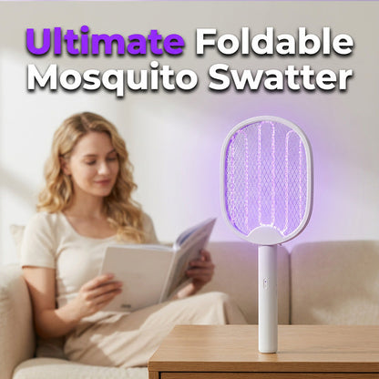 🦟 Raquette anti-moustiques électrique pliable 2-en-1⚡ Écartez, électrocutez et dormez sans piqûres