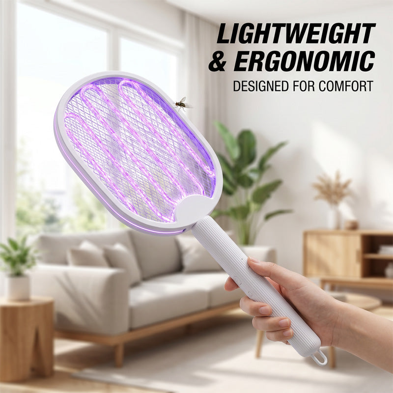 🦟 Raquette anti-moustiques électrique pliable 2-en-1⚡ Écartez, électrocutez et dormez sans piqûres