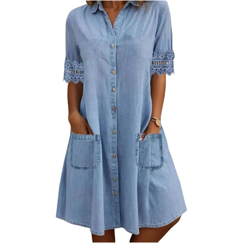 ⏰ -50% – Pour une durée limitée ! Robe en jean ample et décontractée pour femme, avec poches