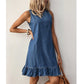 ⏳ Dernière heure – -50% se termine  ！ Robe sans manches en denim à ourlet à volants pour femme